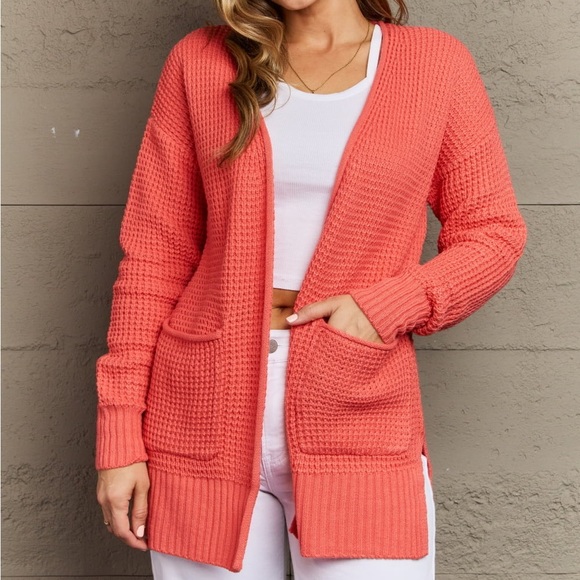 Zenana Ribbed Collared Zip Up Sweater Cardigan main image 0